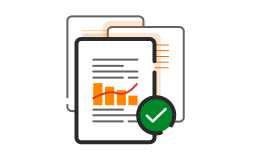 An illustration of energy reports with a checkmark representing available rebates and incentives.