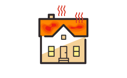 An illustration of a home showing heat escaping through the roof.